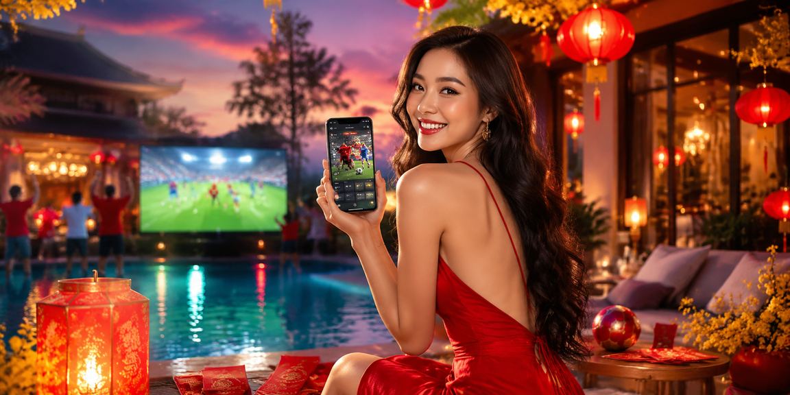 Không khí lễ hội tại Huế với đèn lồng đỏ và phong bì may mắn gợi nhớ thưởng chào mừng